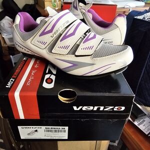 Venzo Women's Cycling Shoes - White and Purple
